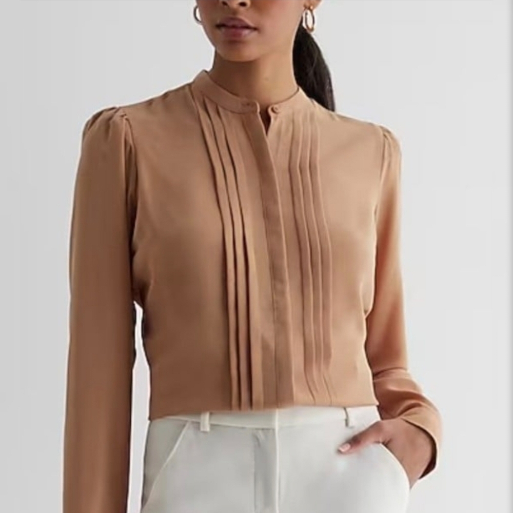 JENNIFER MOORE PLEATED LONG SLEEVE BLOUSE SZ 10